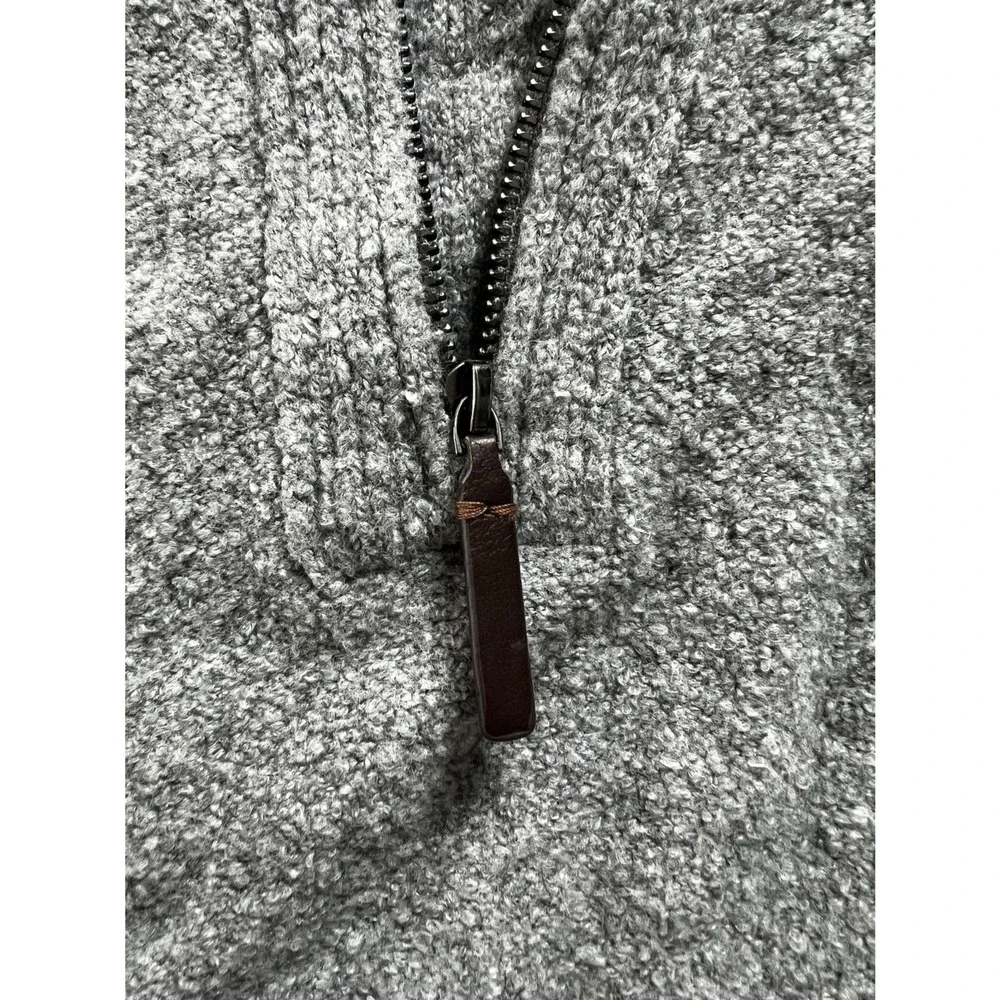 Banana Republic Mens Grey‎ Boucle Cotton Wool Blend Quarter Zip Sweater Large